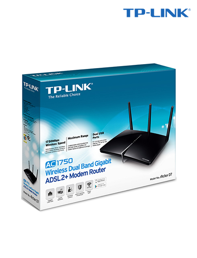 TP-Link - Archer D7 AC1750 Wireless Dual Band Gigabit ADSL2+ Modem Router